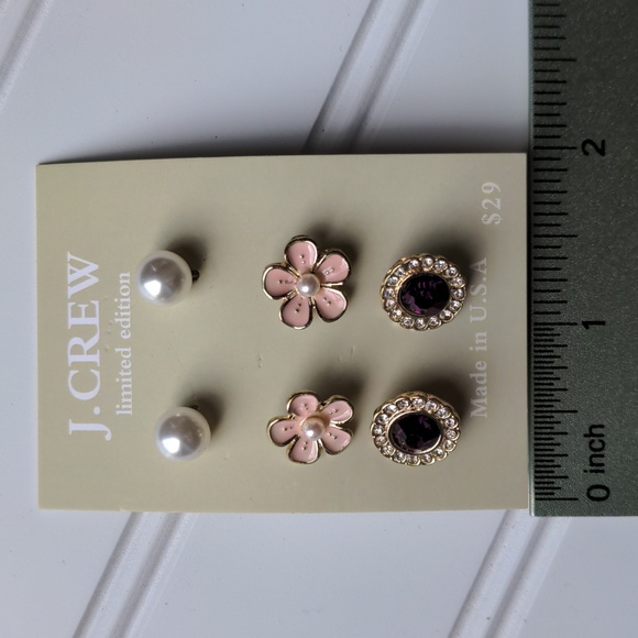 JCrew Limited Edition 3 Pairs Post Stud Earrings Set New on Card - Picture 6 of 7